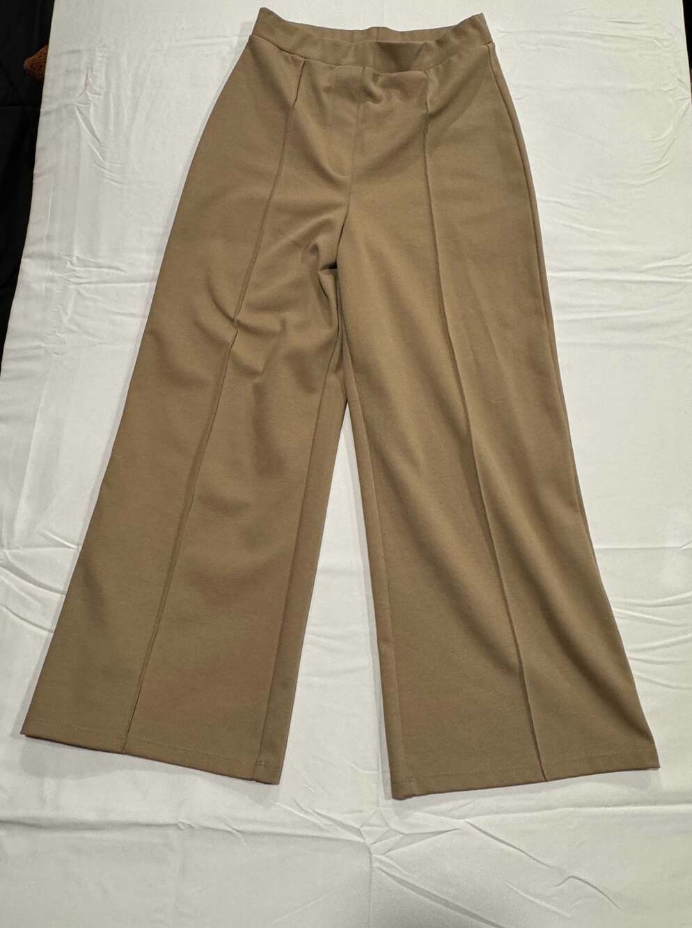 H&M High-Waisted Wide-Leg Pintuck Trousers Pants Brown Size S